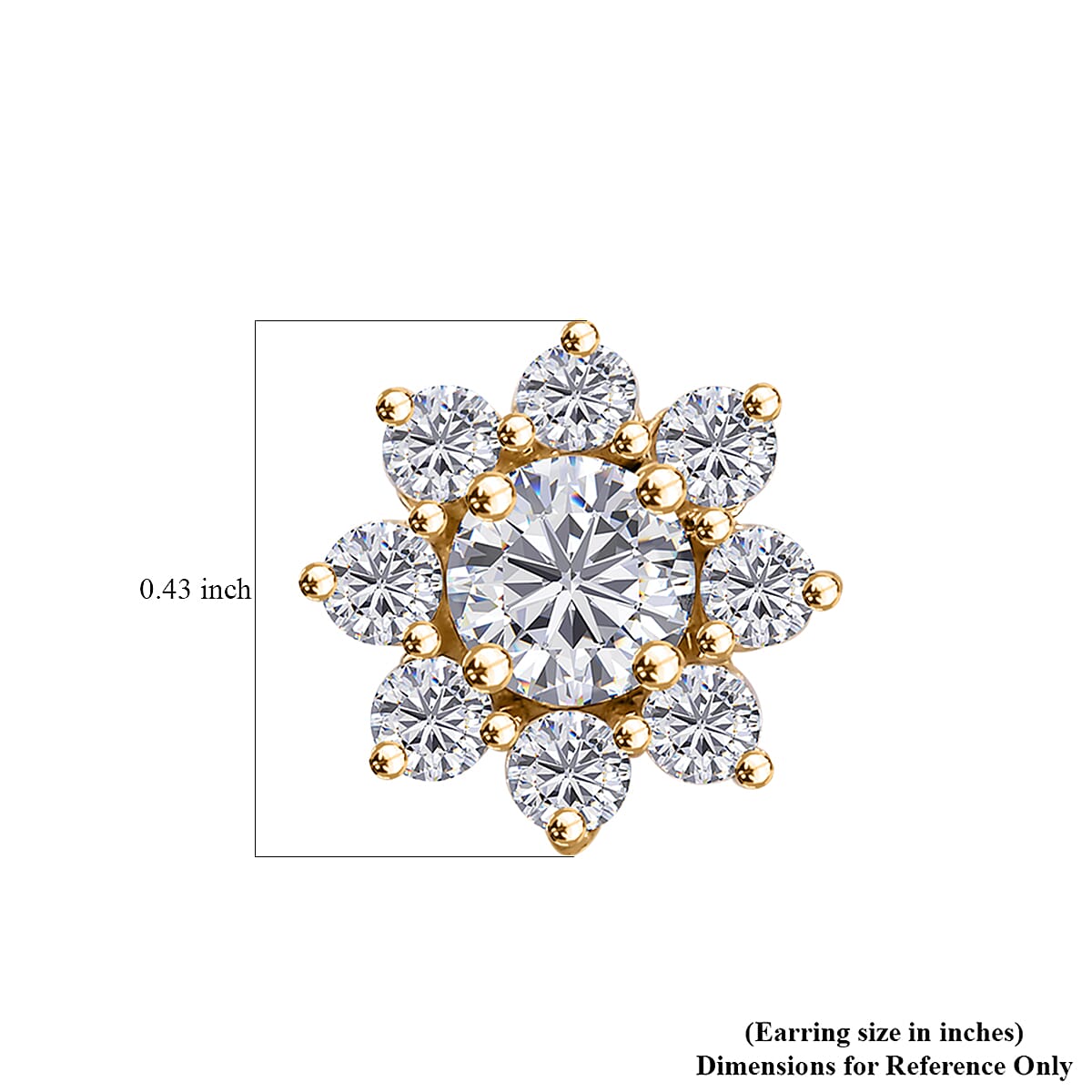 Moissanite 1.90 ctw Flower Earrings in 18K Vermeil Yellow Gold Over Sterling Silver