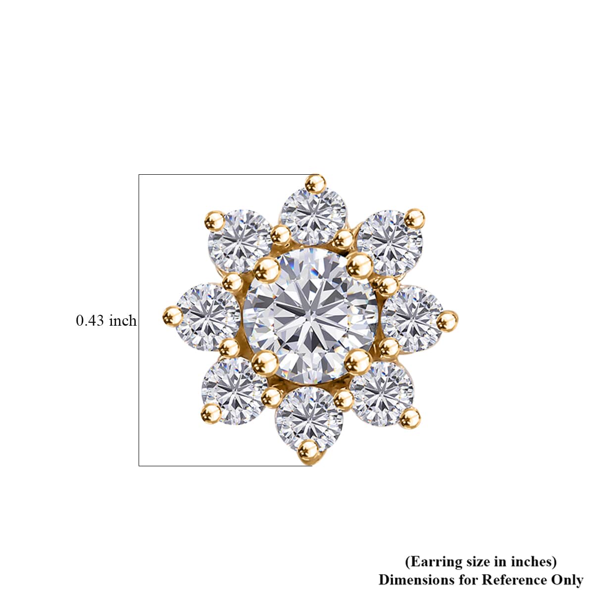 Moissanite 1.90 ctw Flower Earrings in 18K Vermeil Yellow Gold Over Sterling Silver image number 4