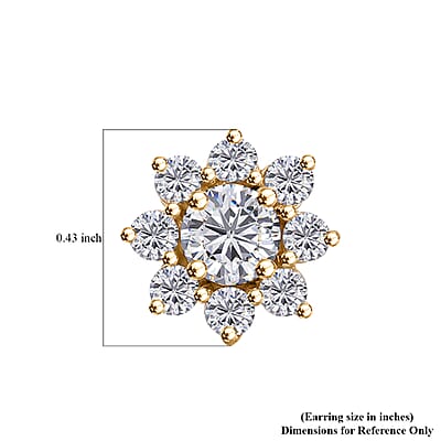 Moissanite 1.90 ctw Flower Earrings in 18K Vermeil Yellow Gold Over Sterling Silver