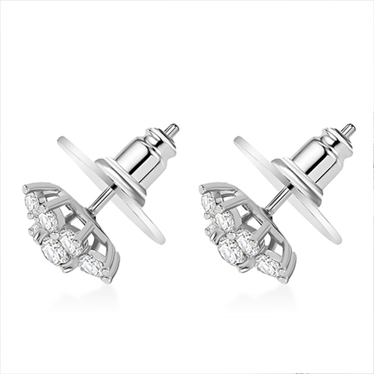 Moissanite 1.90 ctw Flower Earrings in Rhodium Over Sterling Silver image number 4