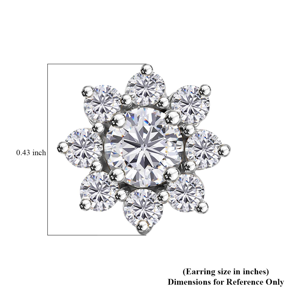 Moissanite 1.90 ctw Flower Earrings in Rhodium Over Sterling Silver image number 5