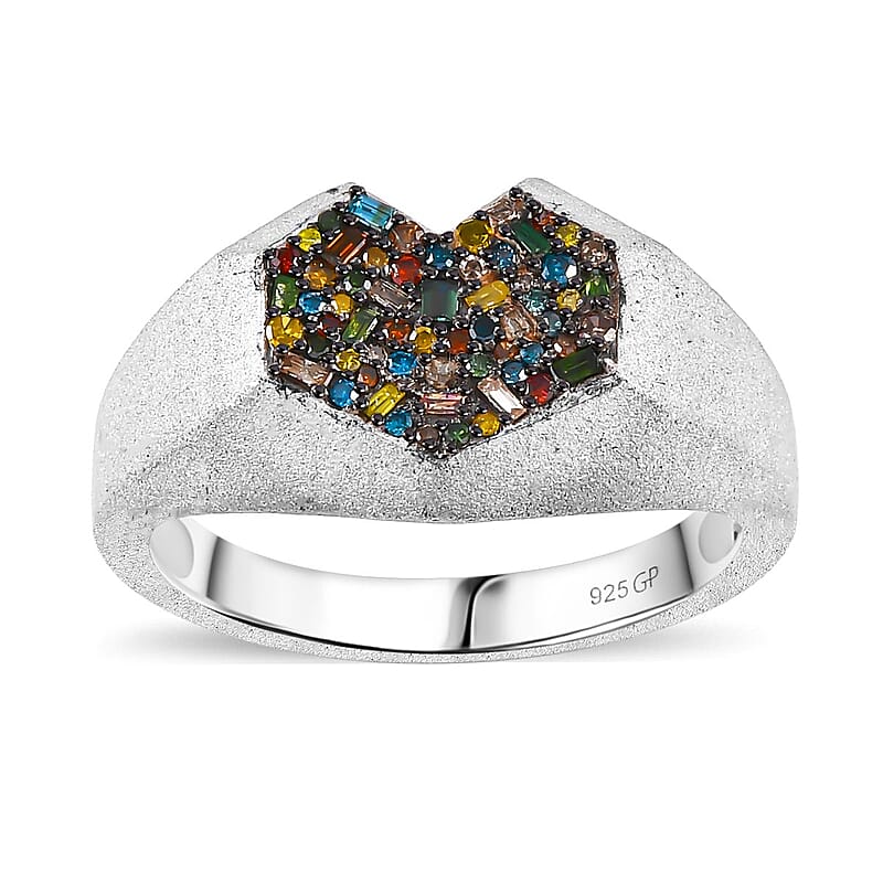 GP Special Amore for Royal Art Deco Multi Diamond 0.50 ctw Ring in Rhodium Over Sterling Silver (Size 10.0)
