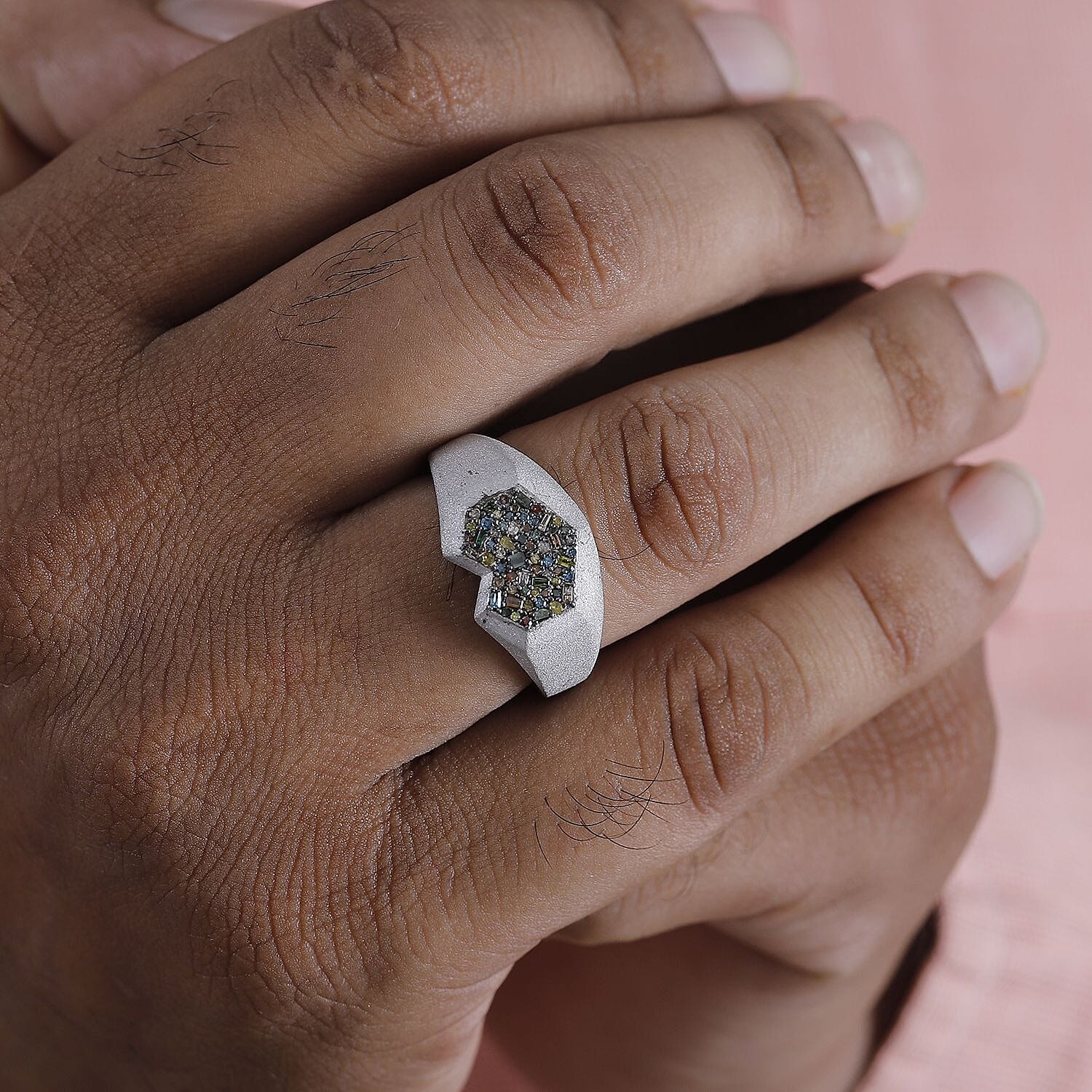 GP Special Amore for Royal Art Deco Multi Diamond 0.50 ctw Ring in Rhodium Over Sterling Silver (Size 10.0)