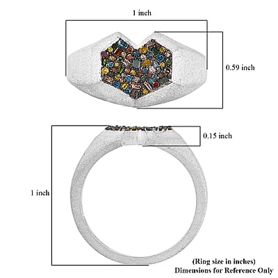 GP Special Amore for Royal Art Deco Multi Diamond 0.50 ctw Ring in Rhodium Over Sterling Silver (Size 10.0)