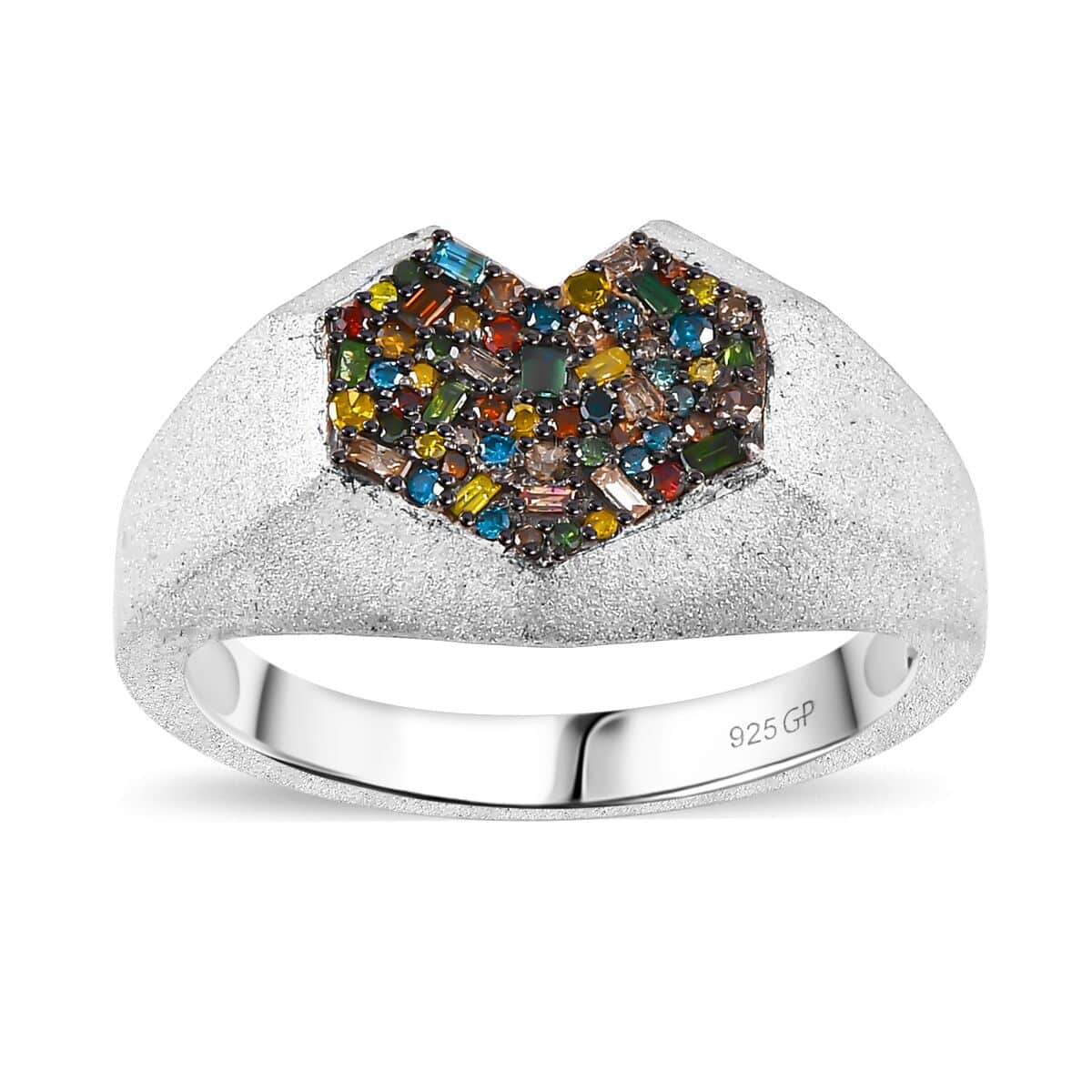 GP Special Amore for Royal Art Deco Multi Diamond 0.50 ctw Ring in Rhodium Over Sterling Silver (Size 6.0) image number 0