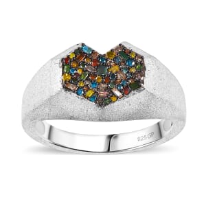 GP Special Amore for Royal Art Deco Multi Diamond 0.50 ctw Ring in Rhodium Over Sterling Silver (Size 6.0)