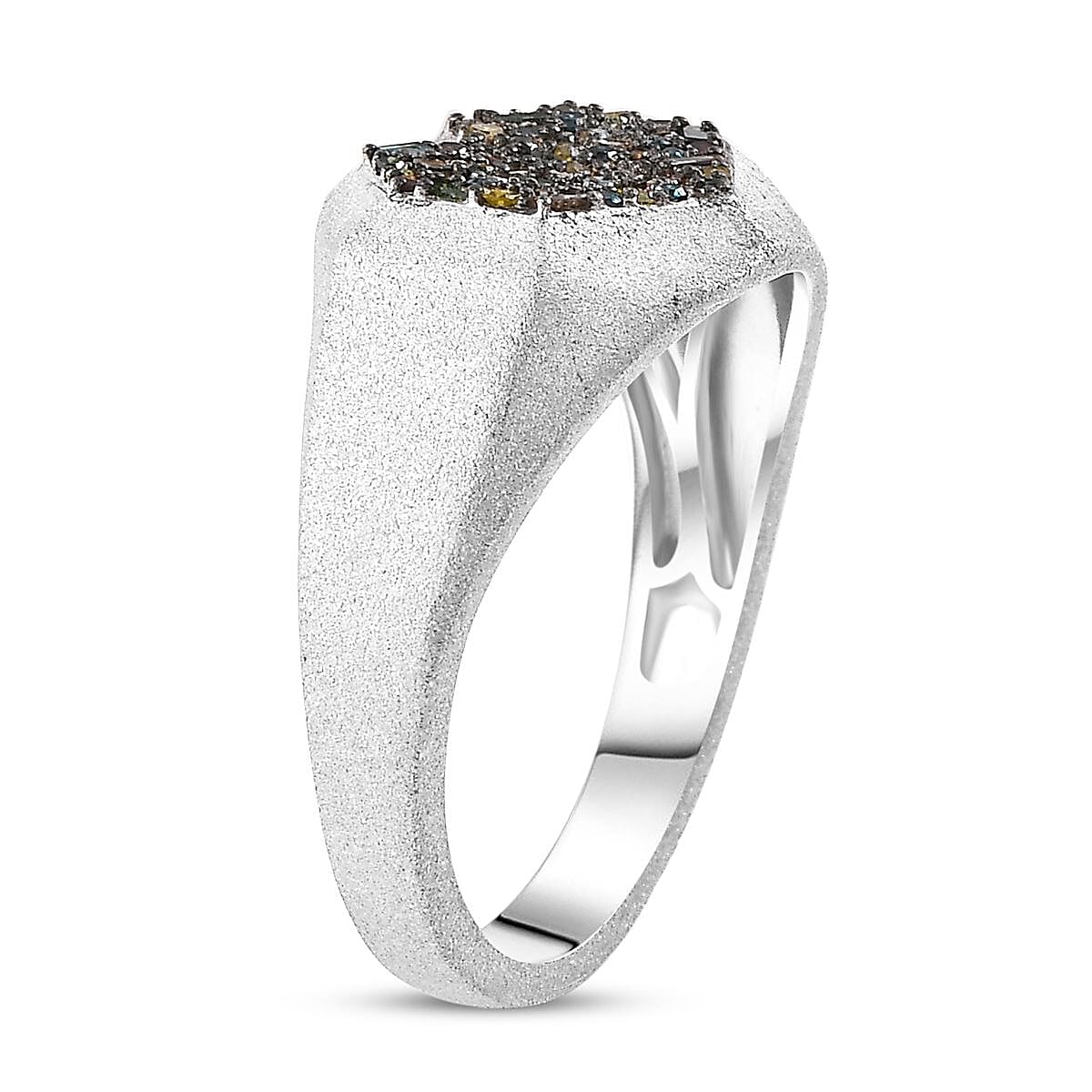 GP Special Amore for Royal Art Deco Multi Diamond 0.50 ctw Ring in Rhodium Over Sterling Silver (Size 7.0) image number 3