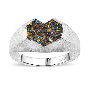 GP Special Amore for Royal Art Deco Multi Diamond 0.50 ctw Ring in Rhodium Over Sterling Silver (Size 8.0)