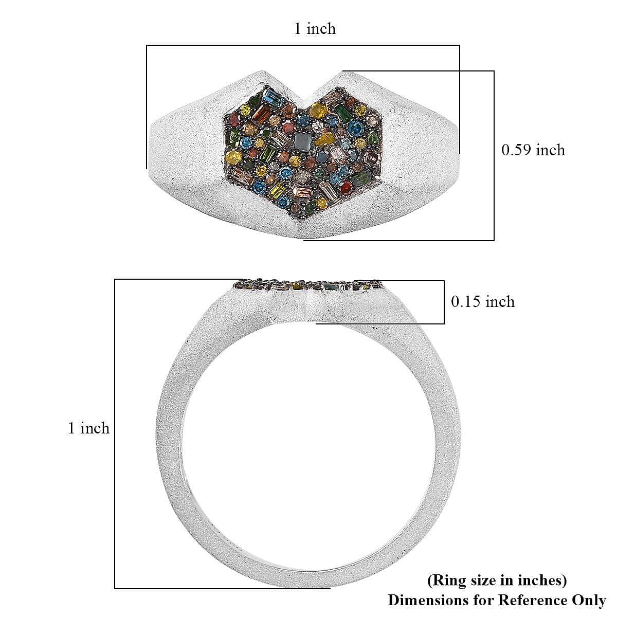 GP Special Amore for Royal Art Deco Multi Diamond 0.50 ctw Ring in Rhodium Over Sterling Silver (Size 9.0) image number 5