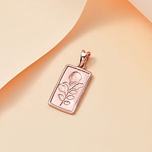 Rose Flower Bar Pendant without Chain in 18K Vermeil Rose Gold Over Sterling Silver 1.92 Grams