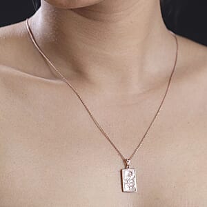 Rose Flower Bar Pendant without Chain in 18K Vermeil Rose Gold Over Sterling Silver 1.92 Grams