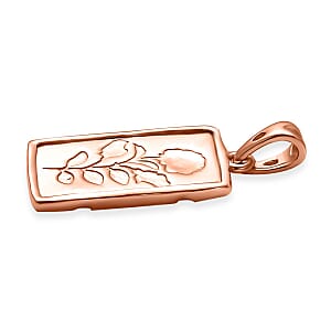 Rose Flower Bar Pendant without Chain in 18K Vermeil Rose Gold Over Sterling Silver 1.92 Grams