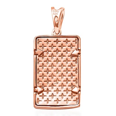 Rose Flower Bar Pendant without Chain in 18K Vermeil Rose Gold Over Sterling Silver 1.92 Grams