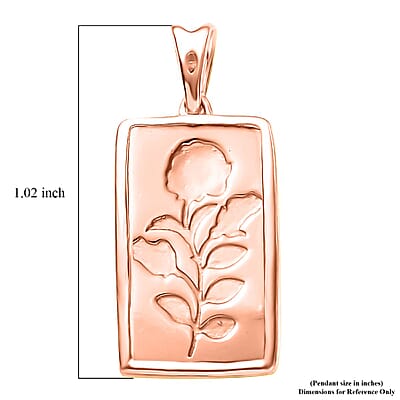 Rose Flower Bar Pendant without Chain in 18K Vermeil Rose Gold Over Sterling Silver 1.92 Grams