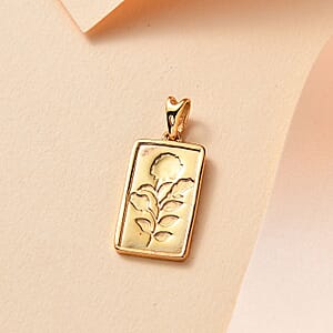 D'Joy Rose Flower Bar Pendant without Chain in 18K Vermeil Yellow Gold Over Sterling Silver 1.95 Grams