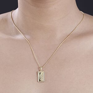 D'Joy Rose Flower Bar Pendant without Chain in 18K Vermeil Yellow Gold Over Sterling Silver 1.95 Grams