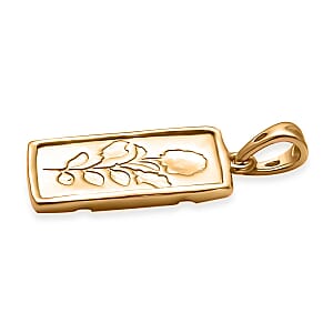 D'Joy Rose Flower Bar Pendant without Chain in 18K Vermeil Yellow Gold Over Sterling Silver 1.95 Grams