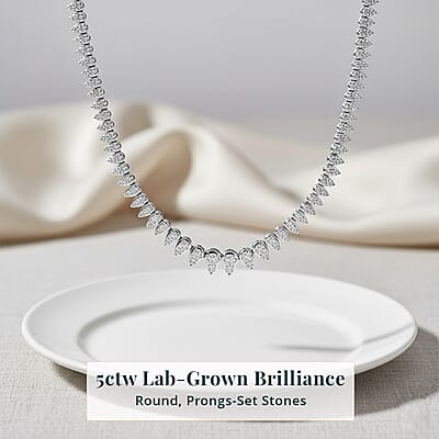 Luxuriant Lab Grown Diamond G-H SI 5.00 ctw Necklace in Platinum Over Sterling Silver 18 Inches