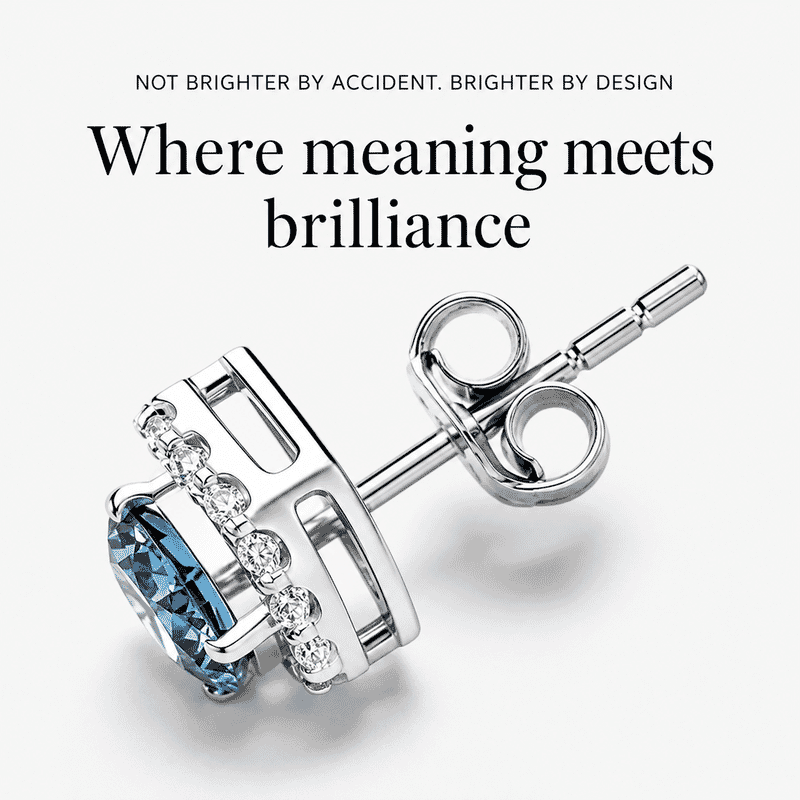 Luxuriant Lab Grown Blue Diamond (IR) and Lab Grown White Diamond (SI) 1.50 ctw Halo Stud Earrings in Platinum Over Sterling Silver