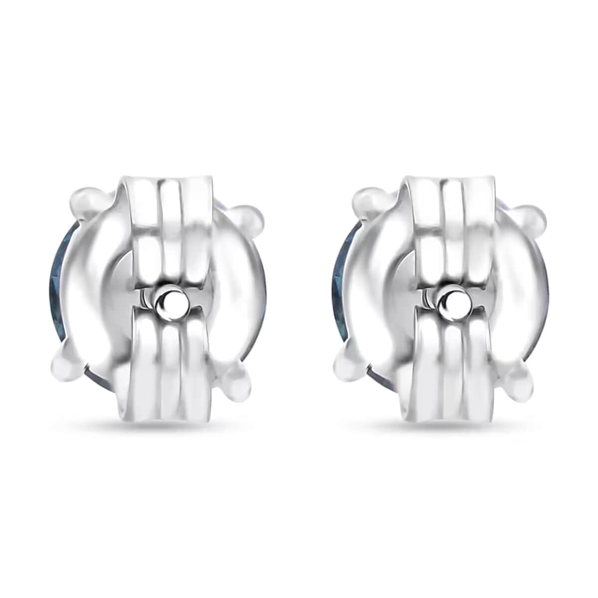 Luxuriant Lab Grown Blue Diamond (SI) 1.40 ctw Stud Earrings in Platinum Over Sterling Silver image number 8