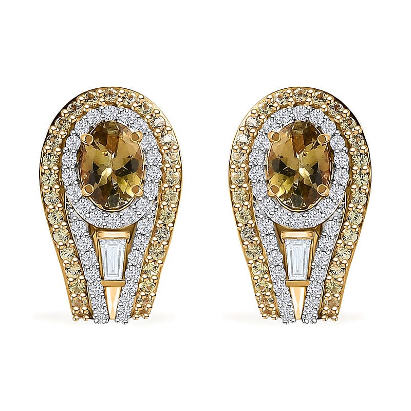 D'Joy Golden Tanzanite and Multi Gemstone 4.90 ctw Eternal Elegance Earrings in 18K Vermeil Yellow Gold Over Sterling Silver