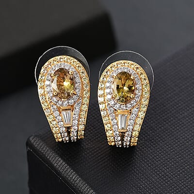 D'Joy Golden Tanzanite and Multi Gemstone 4.90 ctw Eternal Elegance Earrings in 18K Vermeil Yellow Gold Over Sterling Silver