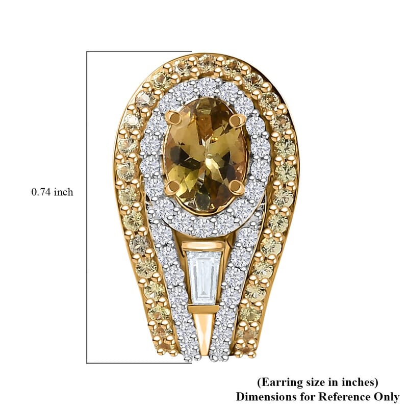 D'Joy Golden Tanzanite and Multi Gemstone 4.90 ctw Eternal Elegance Earrings in 18K Vermeil Yellow Gold Over Sterling Silver