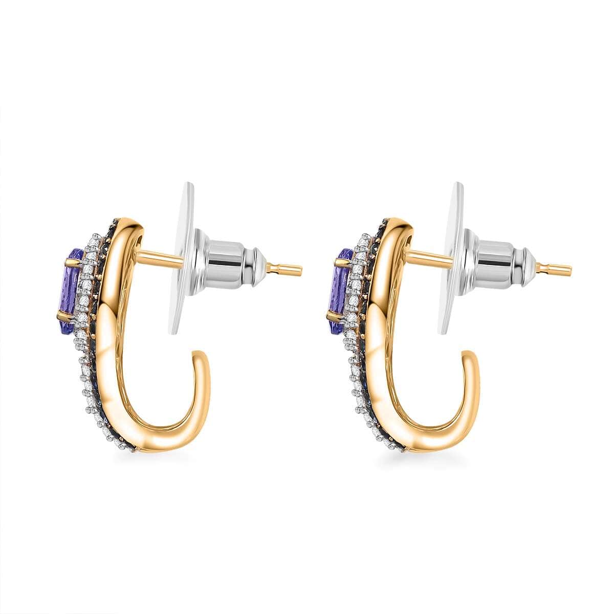 Doorbuster Premium Tanzanite and Multi Gemstone 3.50 ctw Eternal Elegance Earrings in 18K Vermeil Yellow Gold Over Sterling Silver image number 3