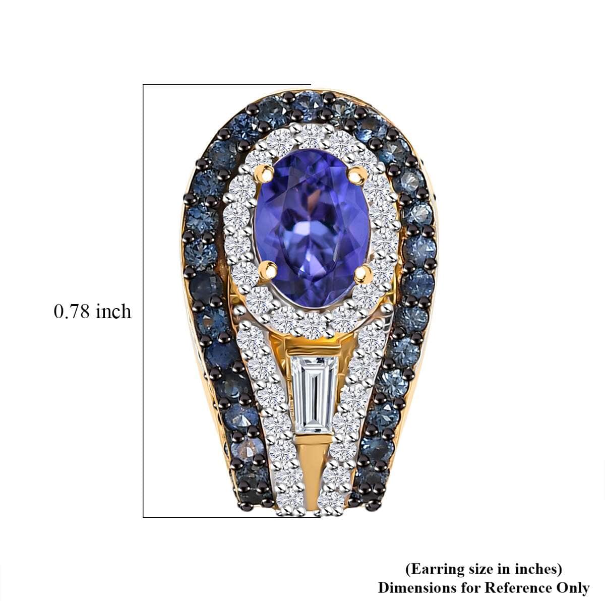 Doorbuster Premium Tanzanite and Multi Gemstone 3.50 ctw Eternal Elegance Earrings in 18K Vermeil Yellow Gold Over Sterling Silver image number 4