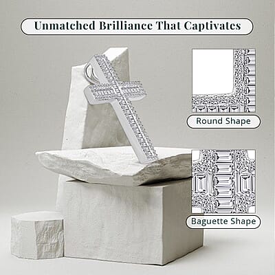 Luxuriant Lab Grown Diamond G-H SI 1.00 ctw Cross Pendant without Chain in Platinum Over Sterling Silver