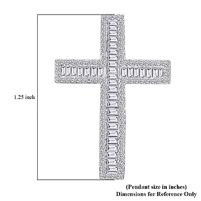Luxuriant Lab Grown Diamond G-H SI 1.00 ctw Cross Pendant without Chain in Platinum Over Sterling Silver