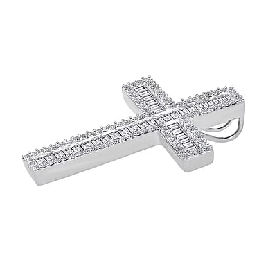Luxuriant Lab Grown Diamond G-H SI 1.00 ctw Cross Pendant without Chain in Platinum Over Sterling Silver