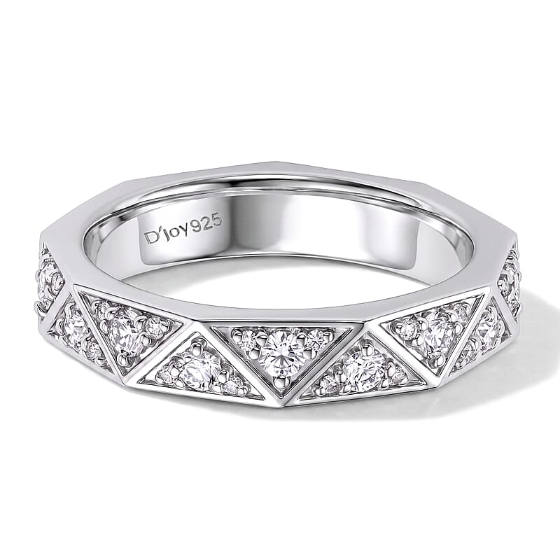 Luxuriant Lab Grown Diamond G-H SI 0.50 ctw Band Ring in Rhodium Over Sterling Silver (Size 10.0)