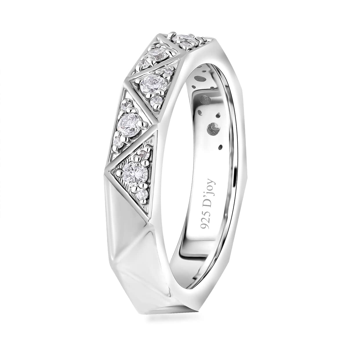 Luxuriant Lab Grown Diamond (G-H, SI) Band Ring in Platinum Over Sterling Silver (Size 8.0) 0.50 ctw image number 3