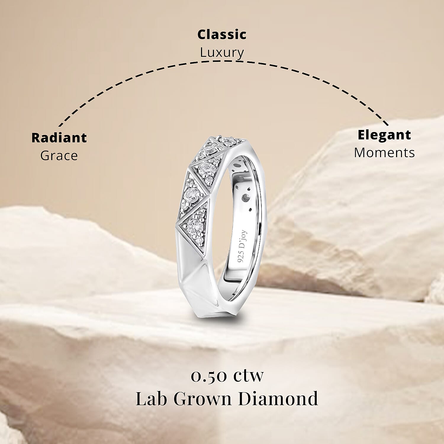 Luxuriant Lab Grown Diamond G-H SI 0.50 ctw Band Ring in Platinum Over Sterling Silver (Size 10.0) (Del. In 10-12 Days)