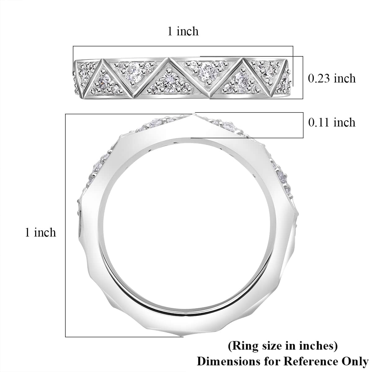 Luxuriant Lab Grown Diamond (G-H, SI) Band Ring in Platinum Over Sterling Silver (Size 8.0) 0.50 ctw image number 5