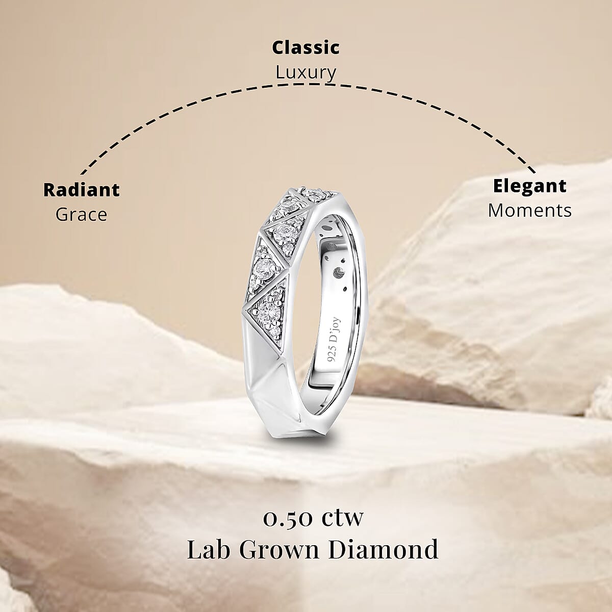 Luxuriant Lab Grown Diamond G-H SI 0.50 ctw Band Ring in Platinum Over Sterling Silver (Size 9.0) (Del. In 10-12 Days) image number 4
