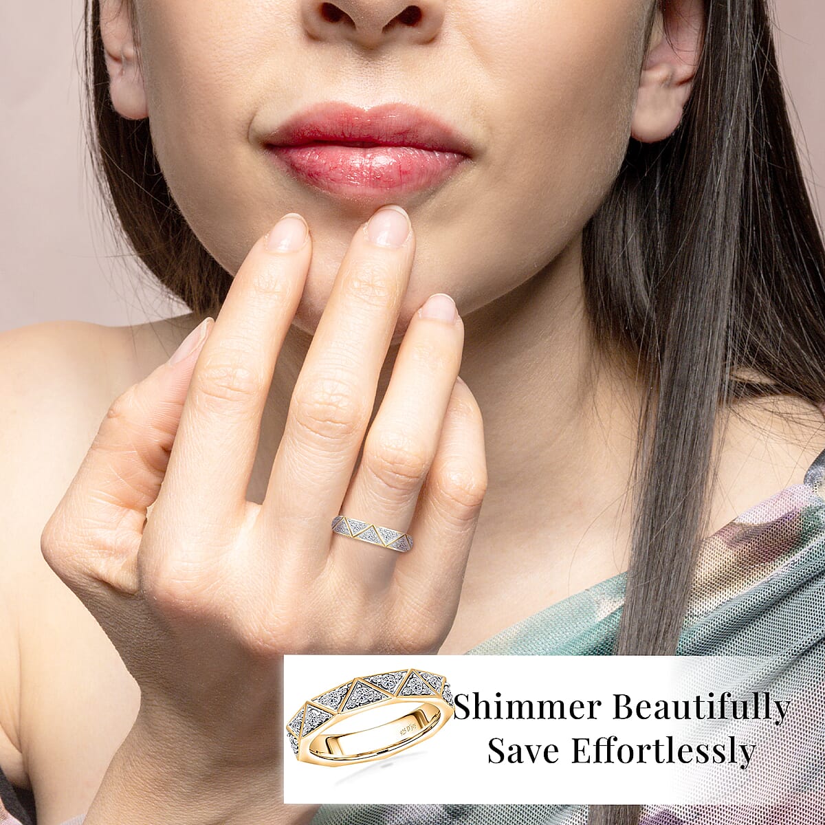 Luxuriant Lab Grown Diamond G-H SI 0.50 ctw Band Ring in Vermeil Yellow Gold Over Sterling Silver (Size 10.0) (Del. In 10-12 Days) image number 1
