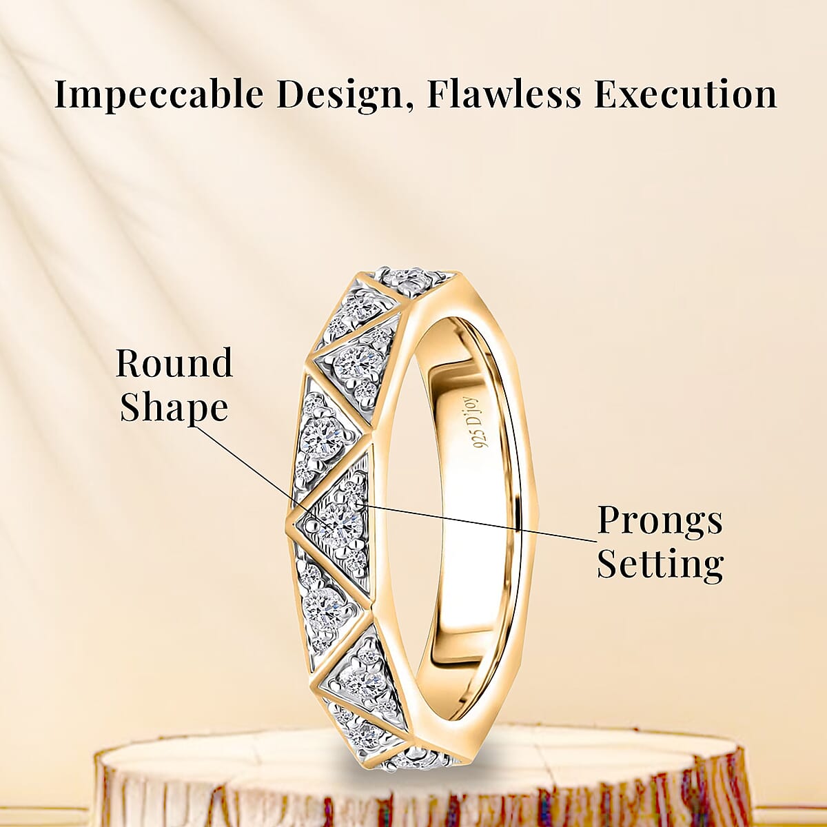 Luxuriant Lab Grown Diamond G-H SI 0.50 ctw Band Ring in Vermeil Yellow Gold Over Sterling Silver (Size 10.0) (Del. In 10-12 Days) image number 5
