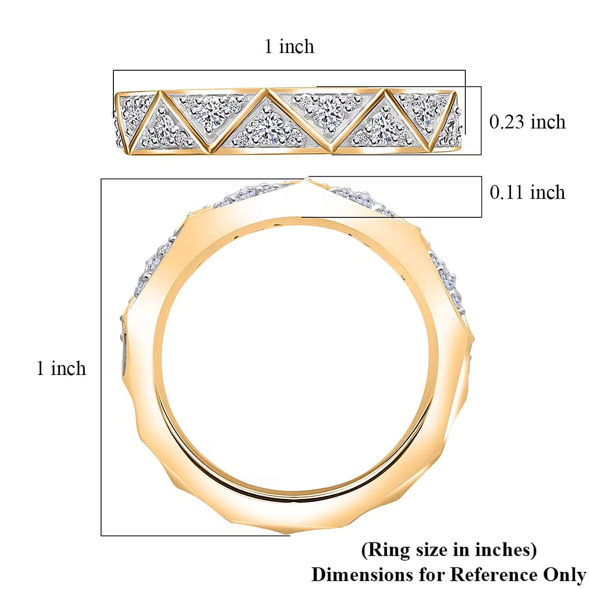 Luxuriant Lab Grown Diamond G-H SI 0.50 ctw Band Ring in Vermeil Yellow Gold Over Sterling Silver (Size 10.0) (Del. In 10-12 Days) image number 7
