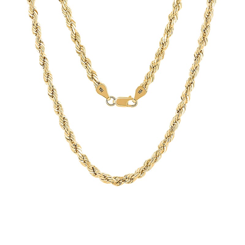 4.5mm Rope Chain Necklace in 10K Yellow Gold 24 Inches 9.60 Grams