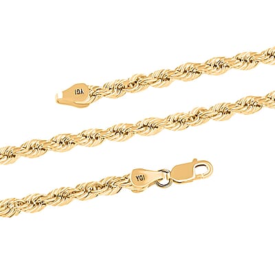 4.5mm Rope Chain Necklace in 10K Yellow Gold 24 Inches 9.60 Grams