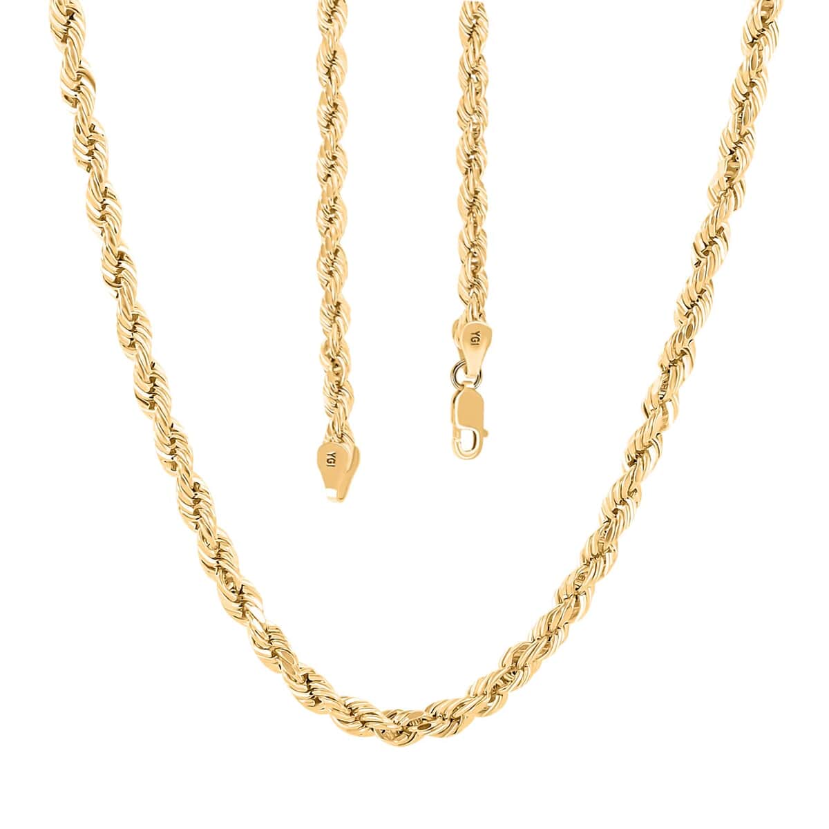 4.5mm Rope Chain Necklace in 10K Yellow Gold 24 Inches 9.60 Grams image number 4