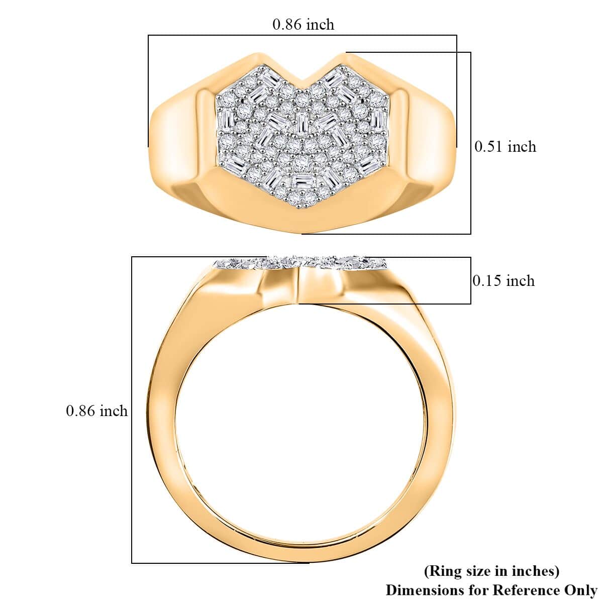 GP Special Amore for Royal Art Deco Diamond 0.50 ctw Ring in 18K Vermeil Yellow Gold Over Sterling Silver (Size 10.0) image number 5