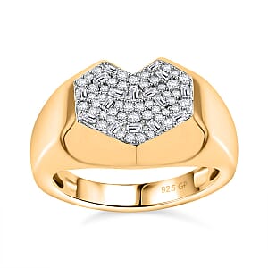 GP Special Amore for Royal Art Deco Diamond 0.50 ctw Ring in 18K Vermeil Yellow Gold Over Sterling Silver (Size 8.0)