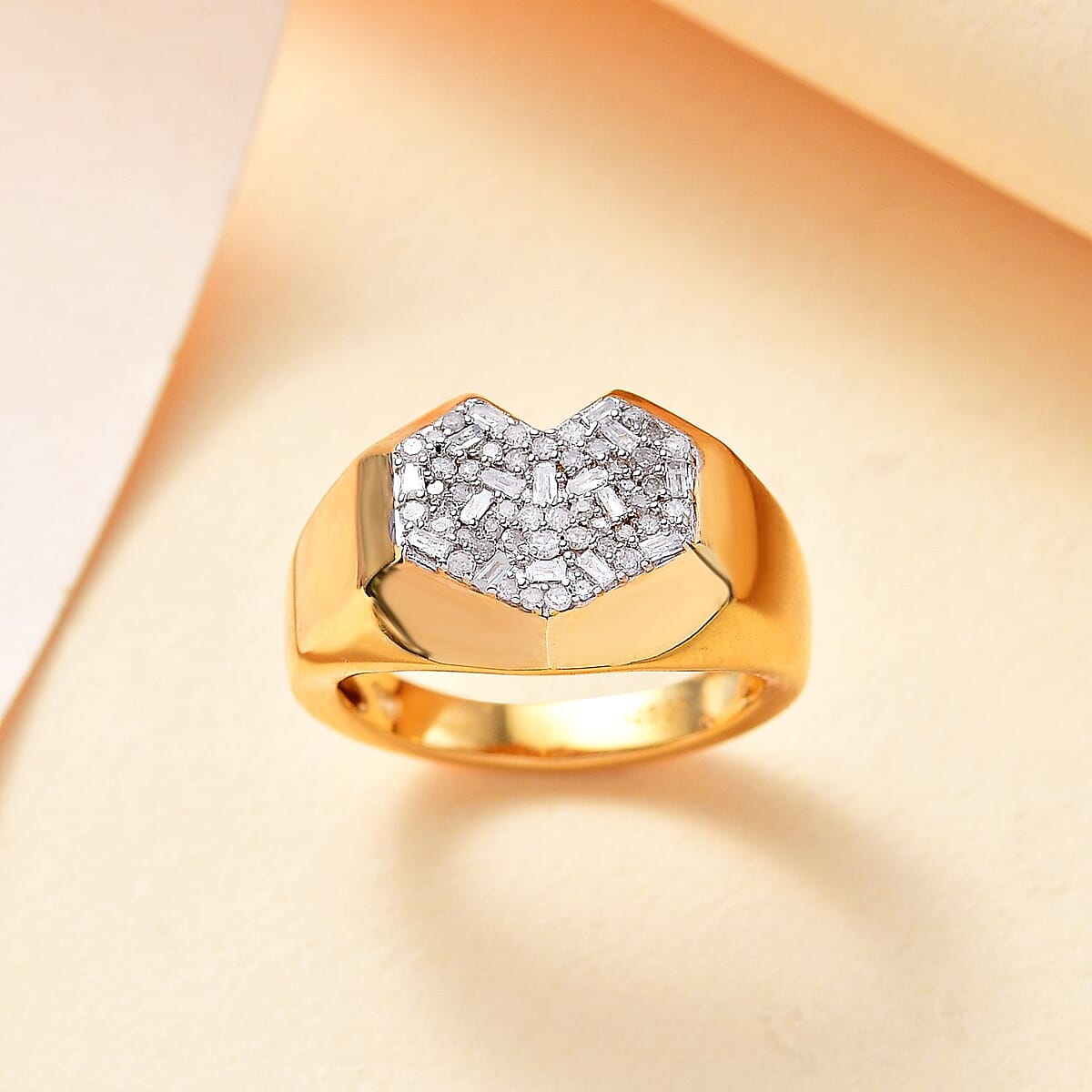 GP Special Amore for Royal Art Deco Diamond 0.50 ctw Ring in 18K Vermeil Yellow Gold Over Sterling Silver (Size 8.0) image number 1
