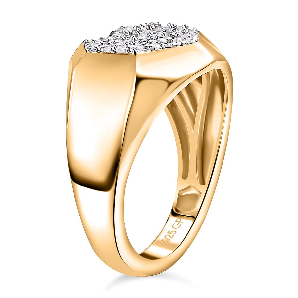 GP Special Amore for Royal Art Deco Diamond 0.50 ctw Ring in 18K Vermeil Yellow Gold Over Sterling Silver (Size 8.0) image number 3