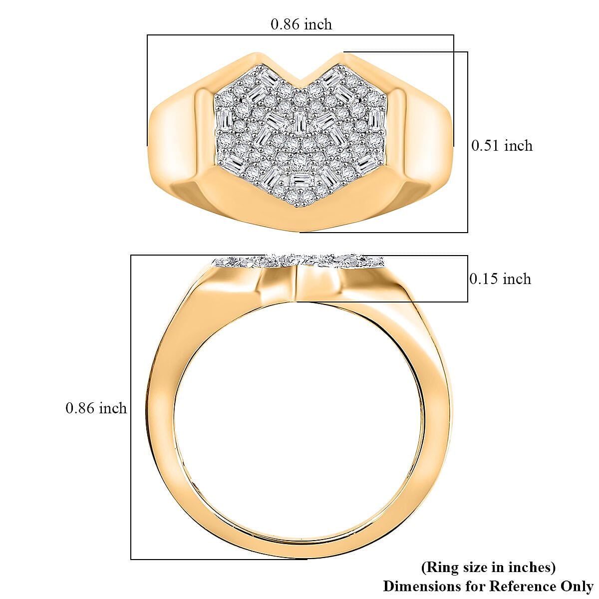 GP Special Amore for Royal Art Deco Diamond 0.50 ctw Ring in 18K Vermeil Yellow Gold Over Sterling Silver (Size 8.0) image number 5