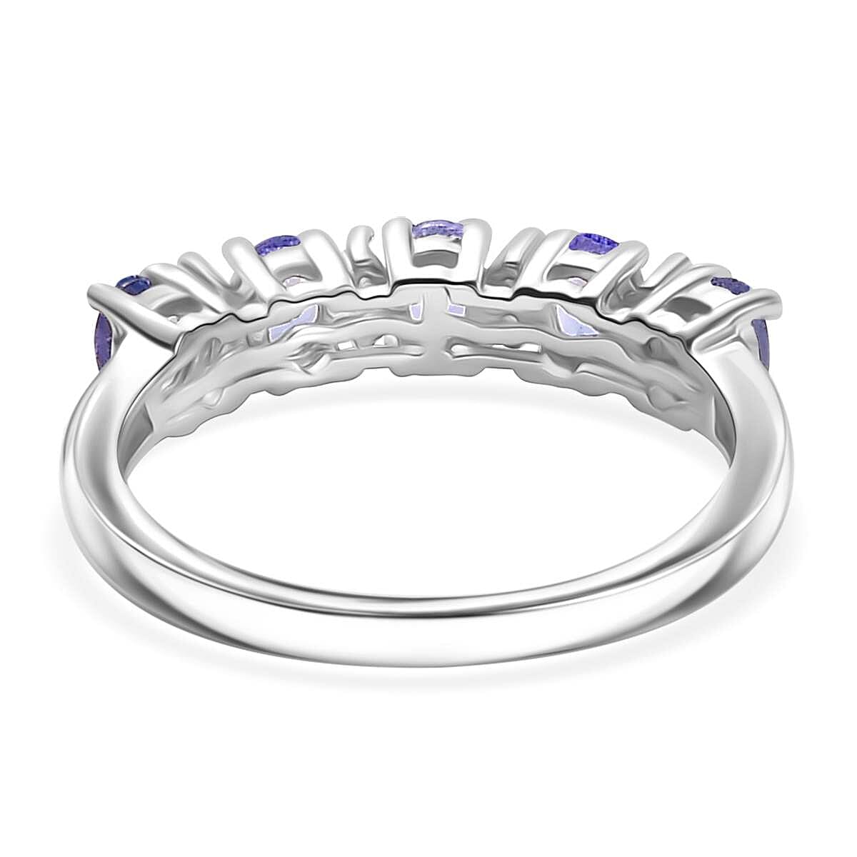 Tanzanite and White Zircon 1.00 ctw Ring in Platinum Over Sterling Silver (Size 8.0)