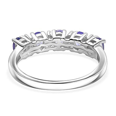 Tanzanite and White Zircon 1.00 ctw Ring in Platinum Over Sterling Silver (Size 10.0)